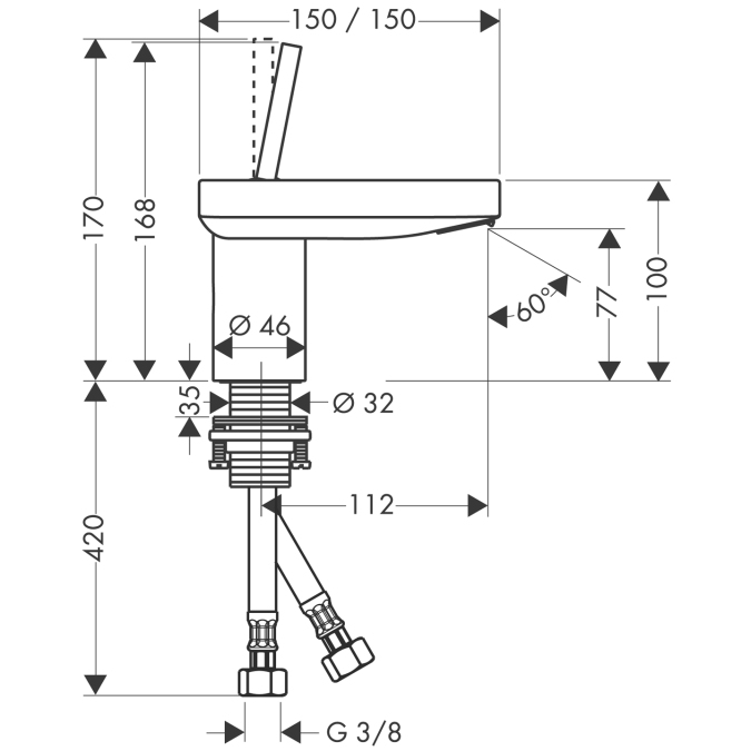 Смеситель для раковины Hansgrohe AXOR STARCK 10077000