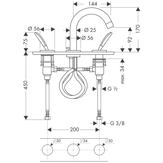 Смеситель для раковины Hansgrohe AXOR STARCK 10133000