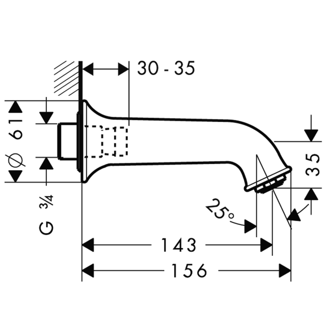 Излив для ванны Hansgrohe TALIS 14148000