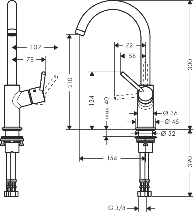 Смеситель для раковины Hansgrohe TALIA S 32080000