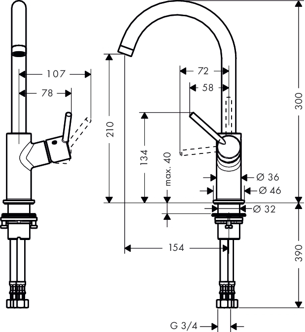 Смеситель для раковины Hansgrohe TALIS 32082000