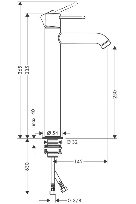 Смеситель для раковины Hansgrohe AXOR UNO2 38027000