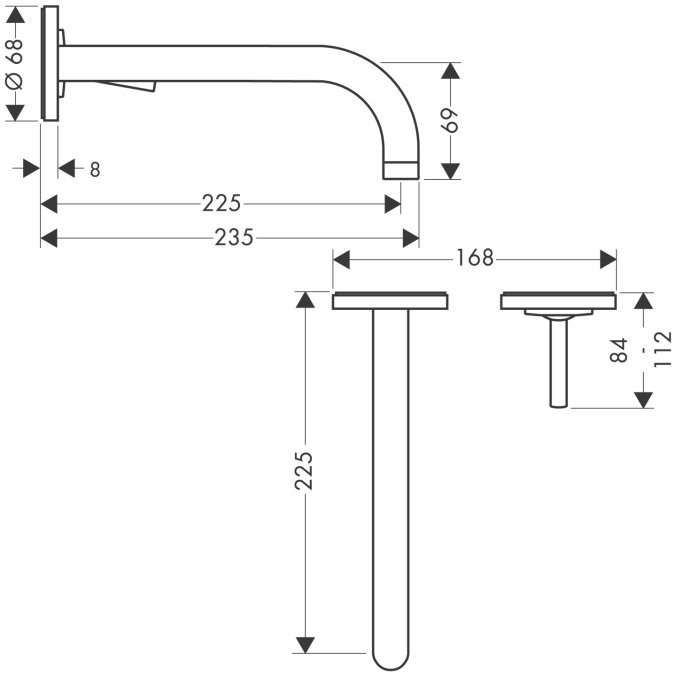 Смеситель для раковины Hansgrohe AXOR UNO2 38116000