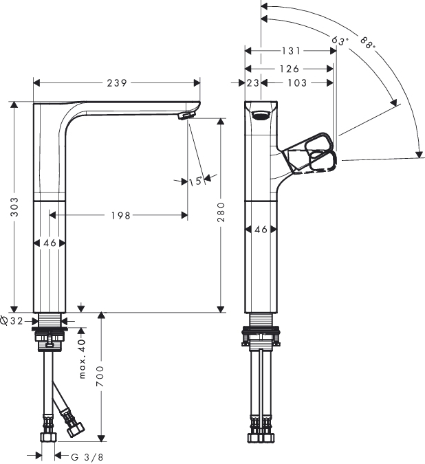 Смеситель для раковины Hansgrohe AXOR URQUIOLA 11035000