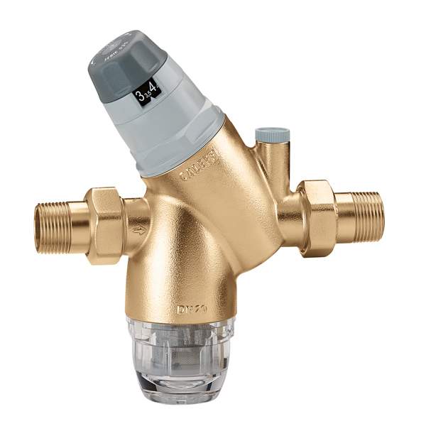 Редуктор давления Caleffi 535140 1/2" (с регулировочной шкалой, подключением манометра и фильтром) (для холодной воды) - 30839