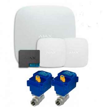 Система защиты от потопа Ajax Hub + LeaksProtect (2шт) + WallSwitch + 2 крана с электроприводом Neptun Bugatti Pro 220в 1/2" - 33175