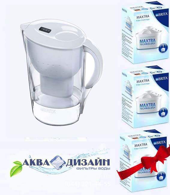 Кувшин Брита Marella XL(белый) + 3 сменных картриджа